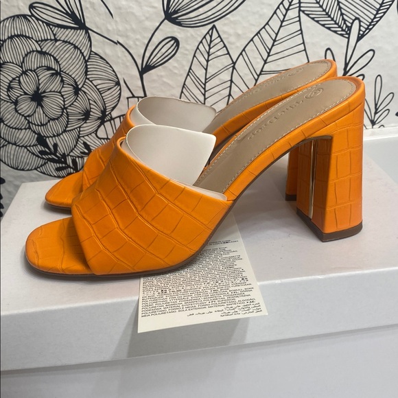 The Drop Orange Chunky Heel Mules - Picture 5 of 8